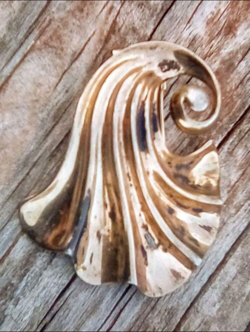 Trifari Shell Swirl Fur Dress Clip Vintage